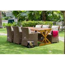 PE Rattan dining table set European Style for Outdoor Garden Furniture